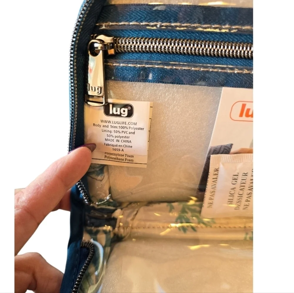 Lug Travel Lay Flat Teal Nylon Zip Around Cosmetic Toiletry Bag